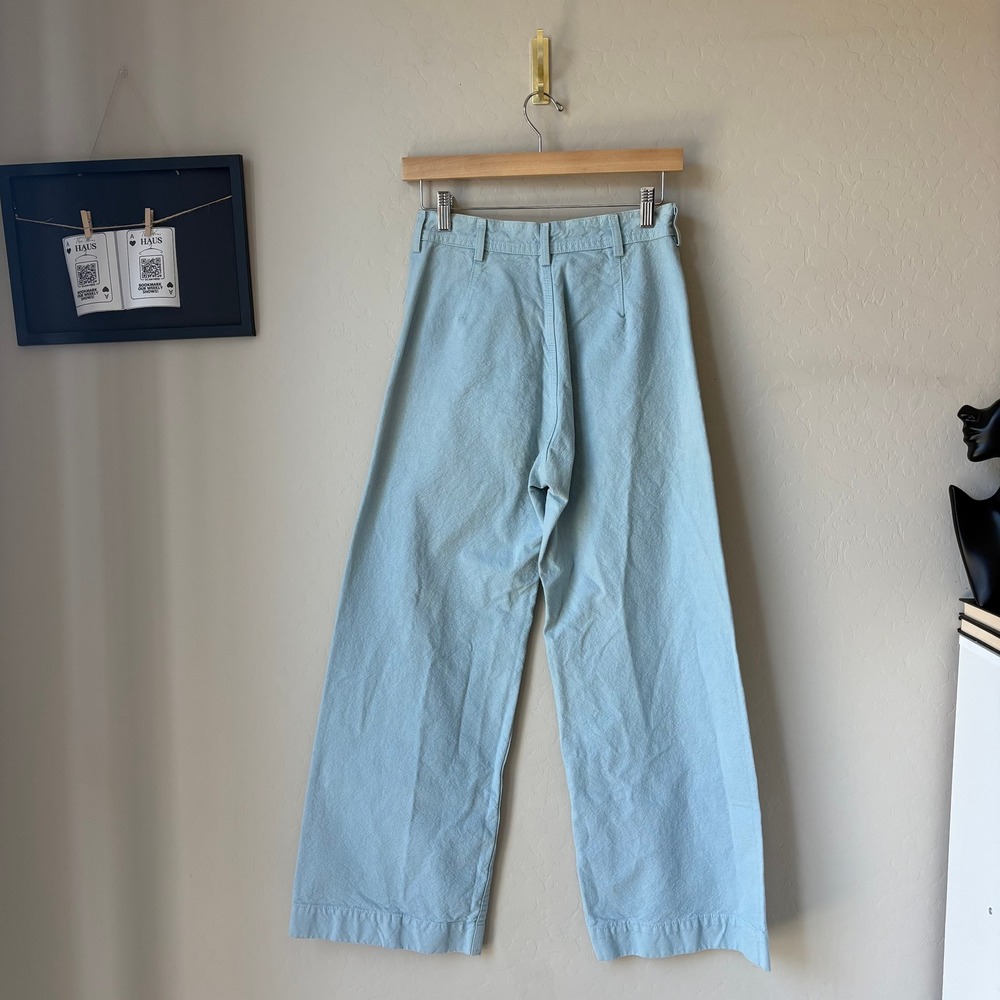 Jesse Kamm Sailor Pants Light Blue High Waisted Wide Leg Cotton Canvas Size XS - Picture 9 of 11